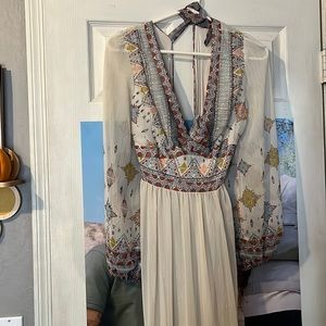 Free people floral long sleeve boho maxi dress